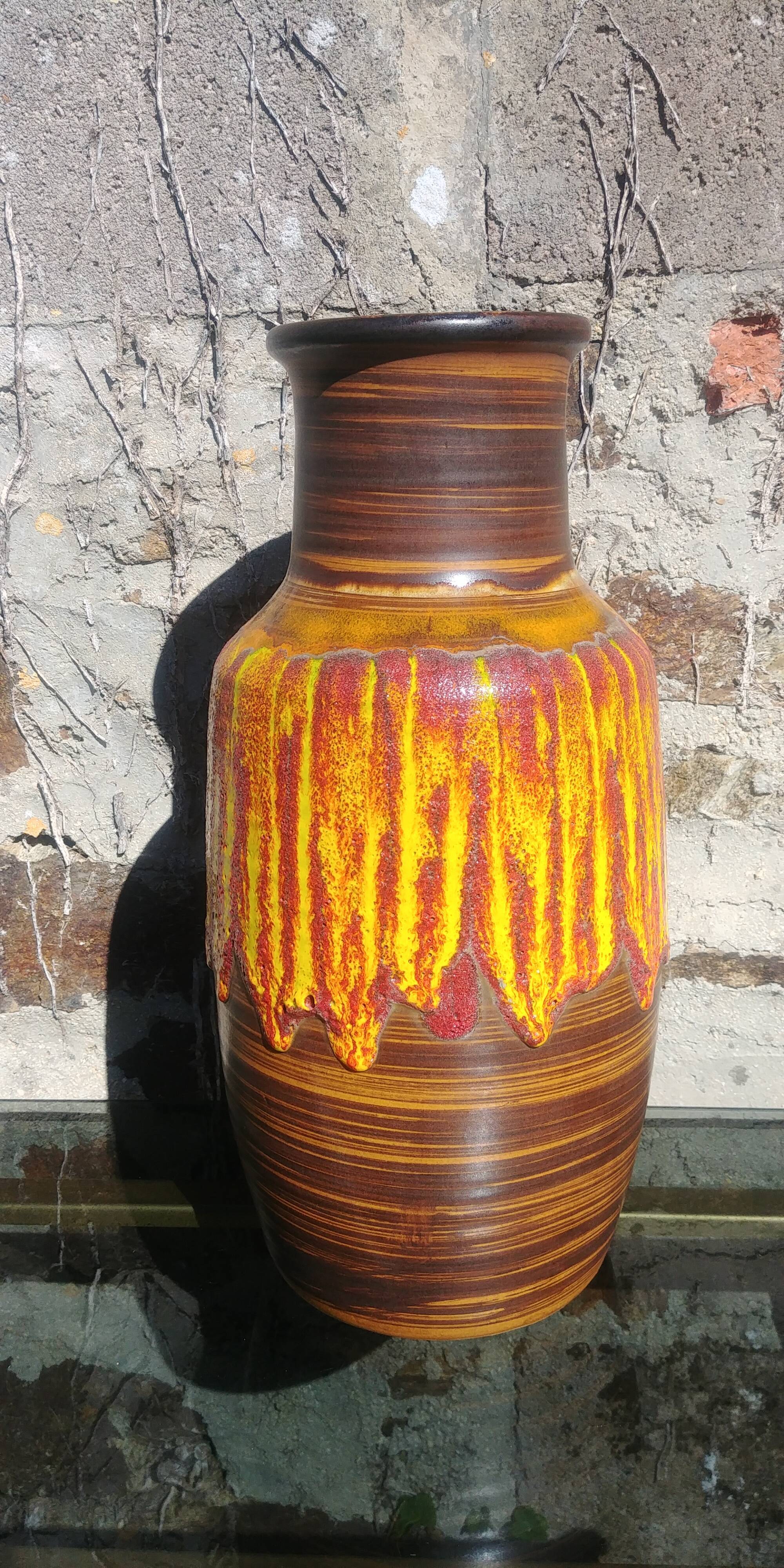 Large glazed ceramic vase Vintage Saint Clement 60s/70s