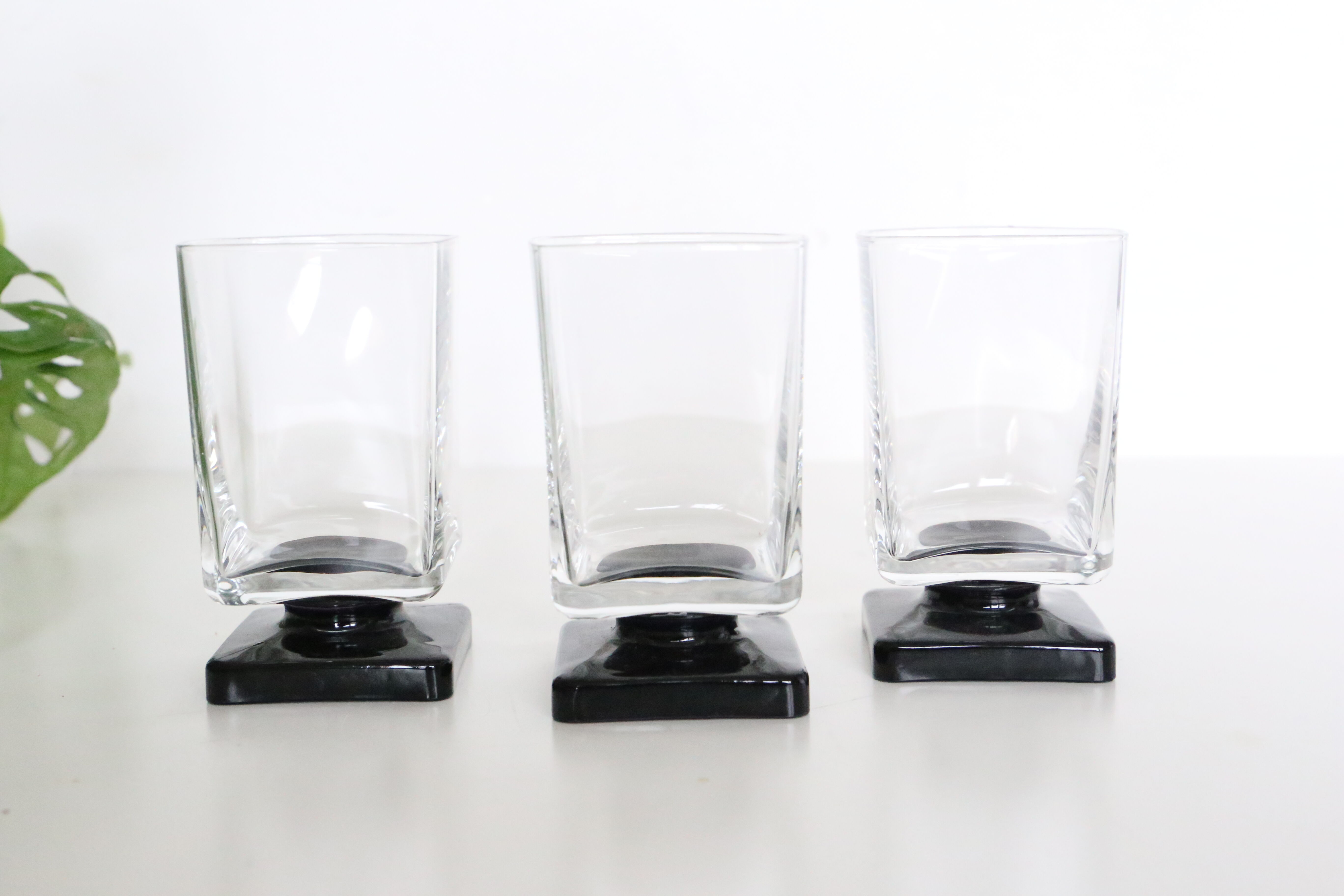 Set de 3 verres à pied, vintage, 1960, mid century