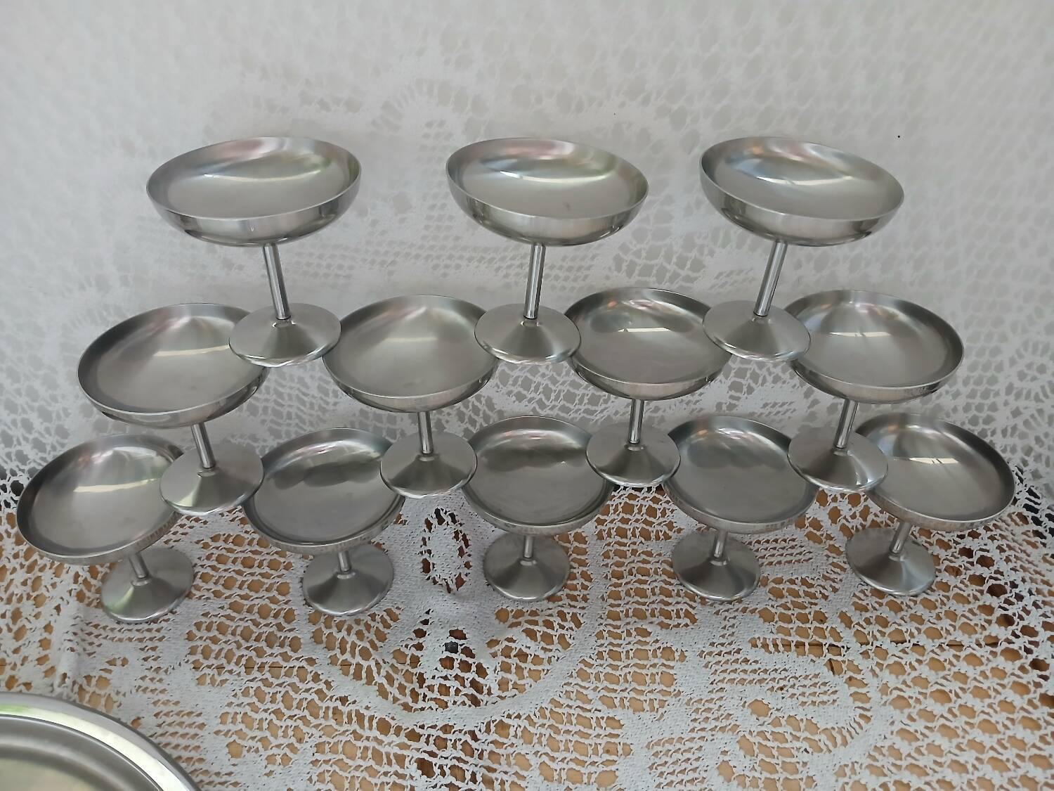 12 ice cream cups + stainless steel tray Guy Degrenne
