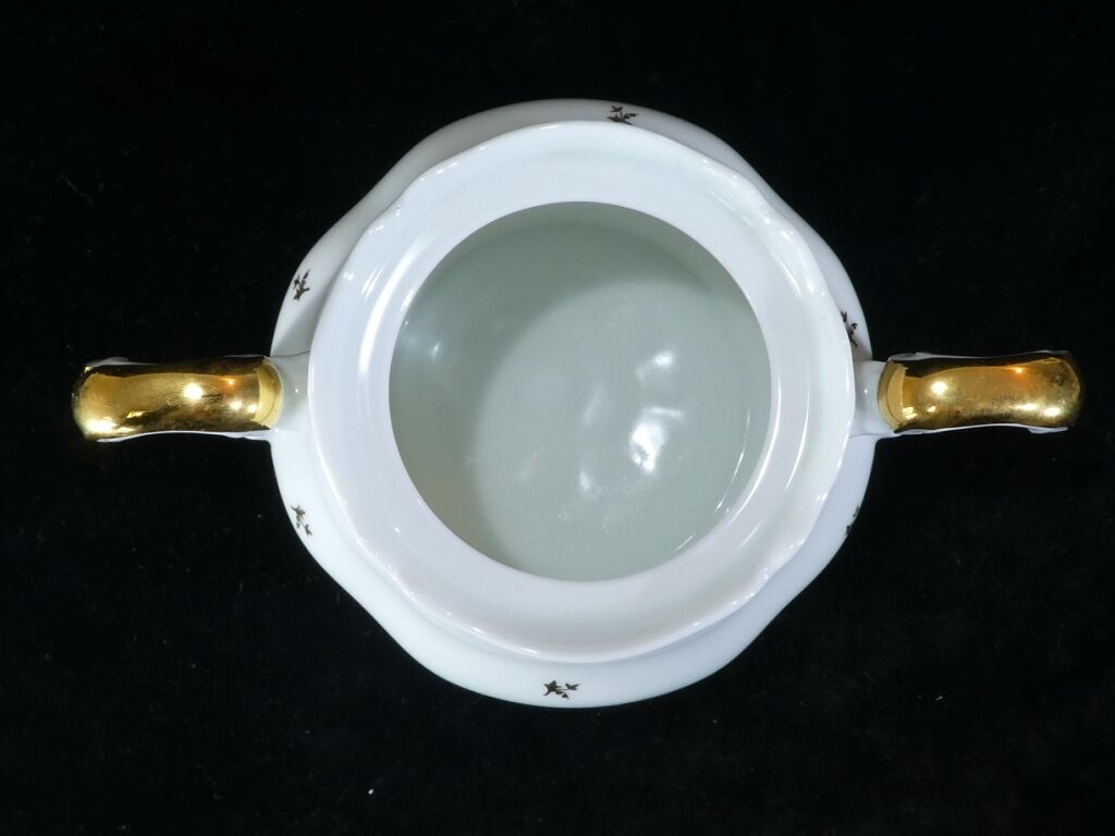 Coffee service in white and gold porcelain Limoges France