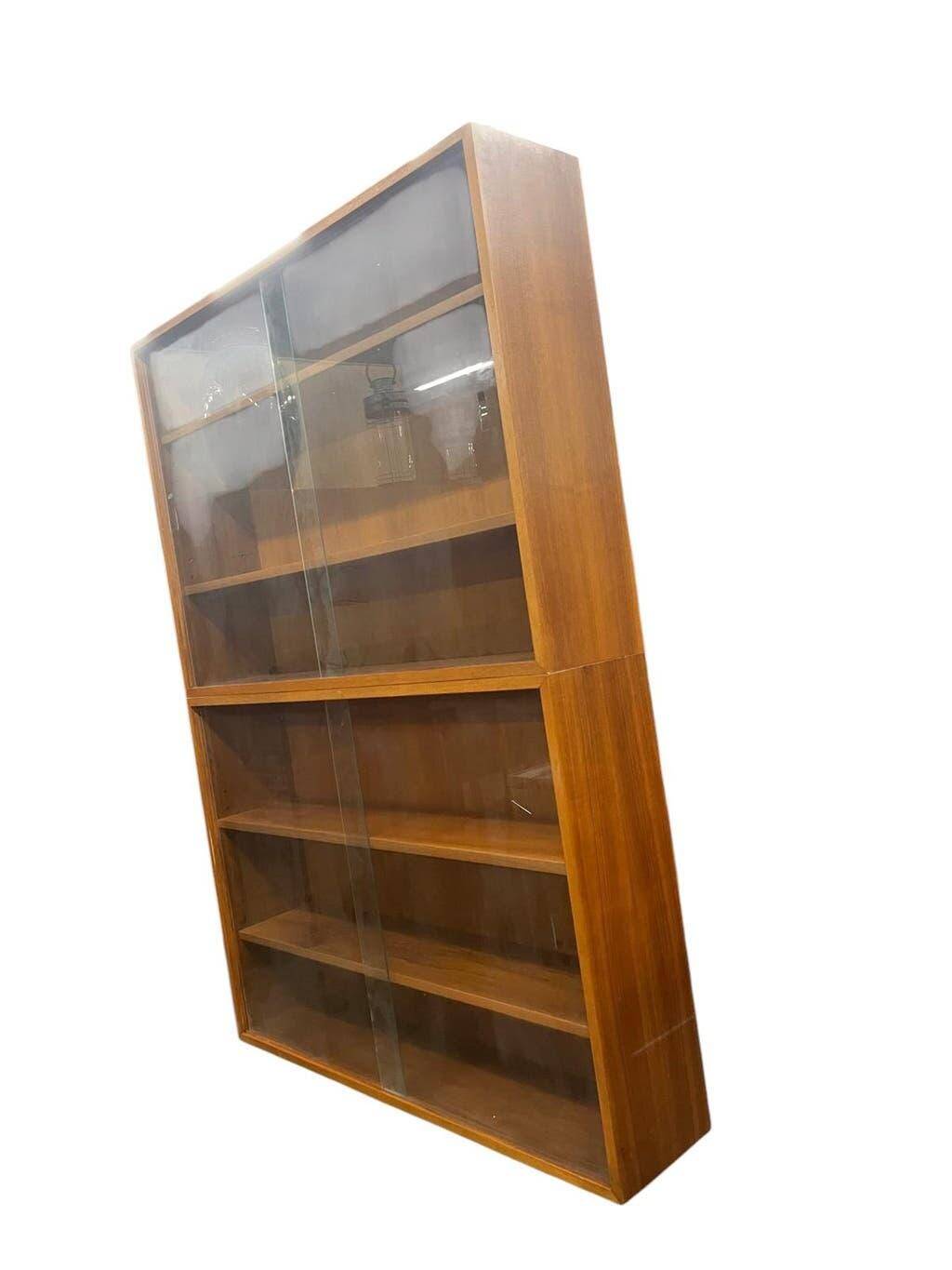 Vitrine/armoire de rangement vintage en bois et verre