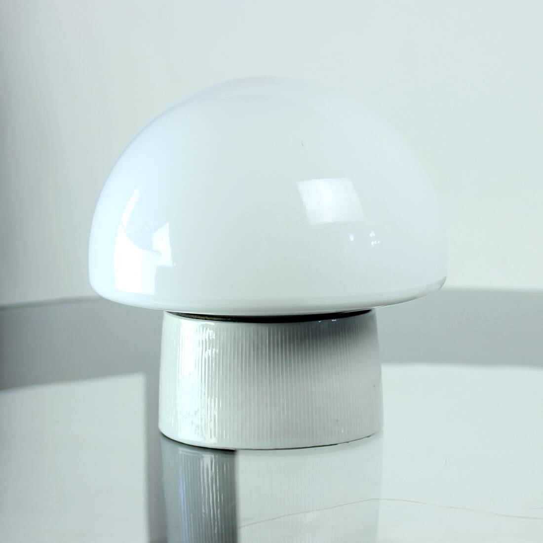 Mid Century Ceiling Or Wall Lamp In Ceramic & White Opaline Glass, Czechosl