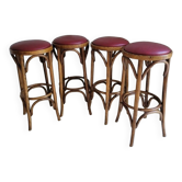 Série de 4 tabourets en bois courbé