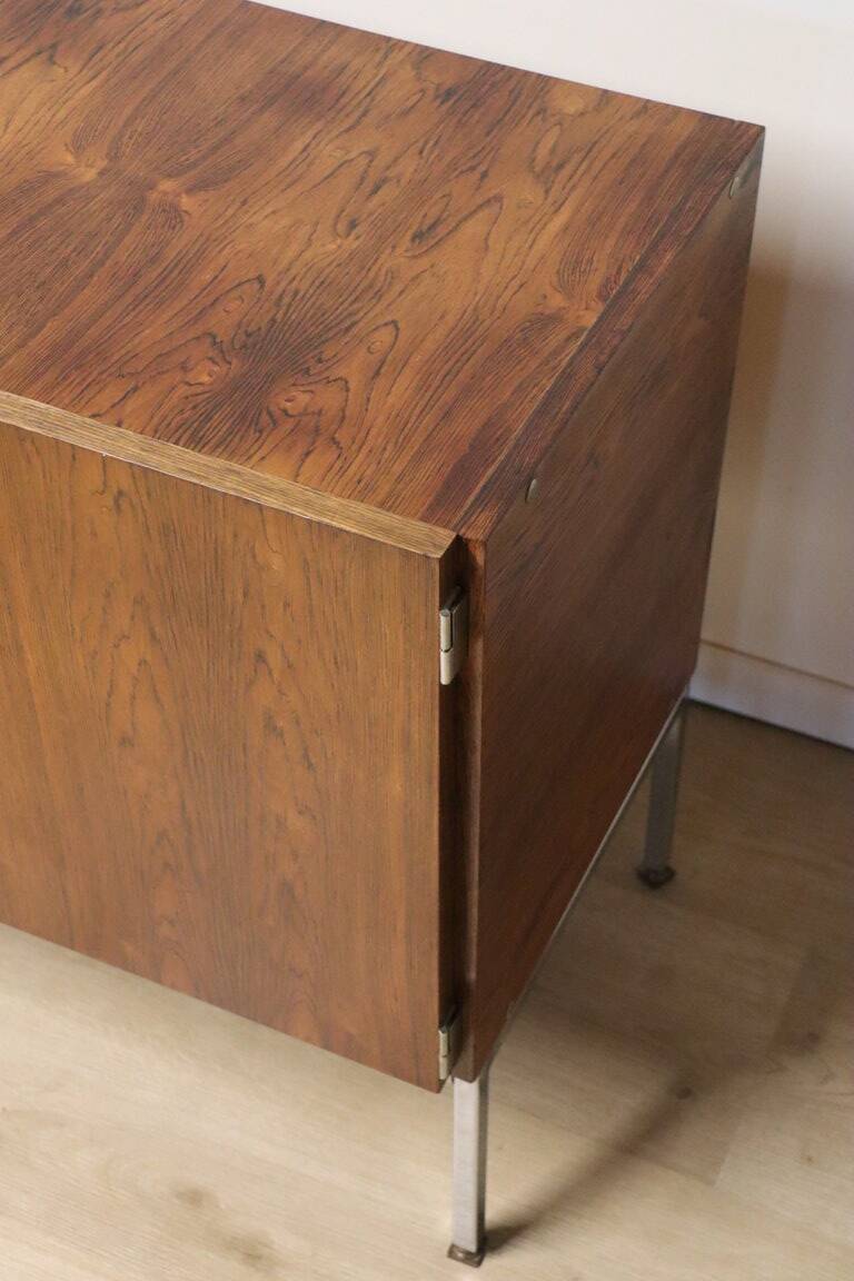Vintage sideboard by Luigi Bartolini in rosewood and chrome metal, 1960