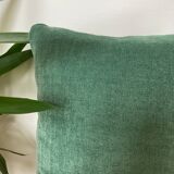 Coussin bi face motif floral vert tissé