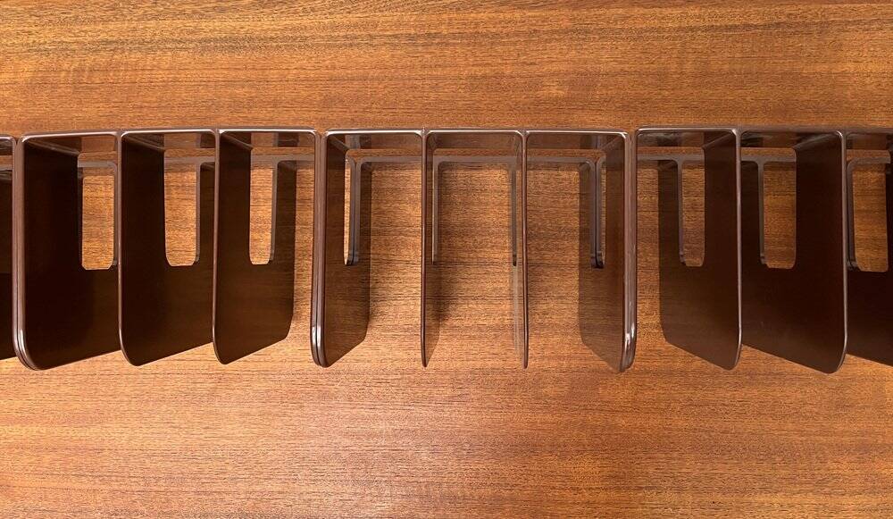 Mid-century Swedish space age magazine and vinyl rack by Sven-Eric Juhlin for Gustavsberg, 1960s, set of 5.