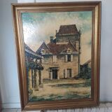 Oil on canvas stephane bulan village of domme dordogne 1979