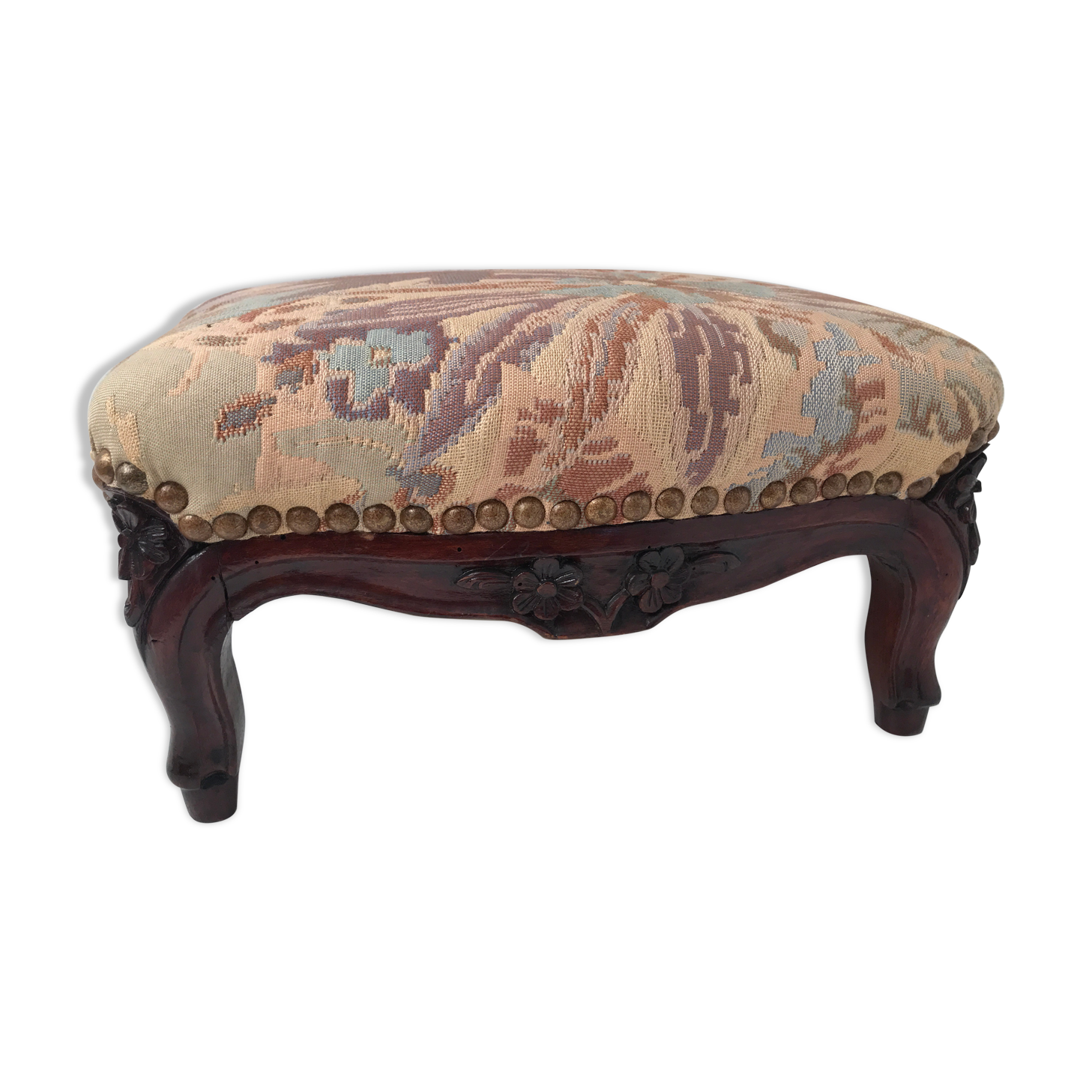 Footrest in vintage upholstered wood Louis IV style