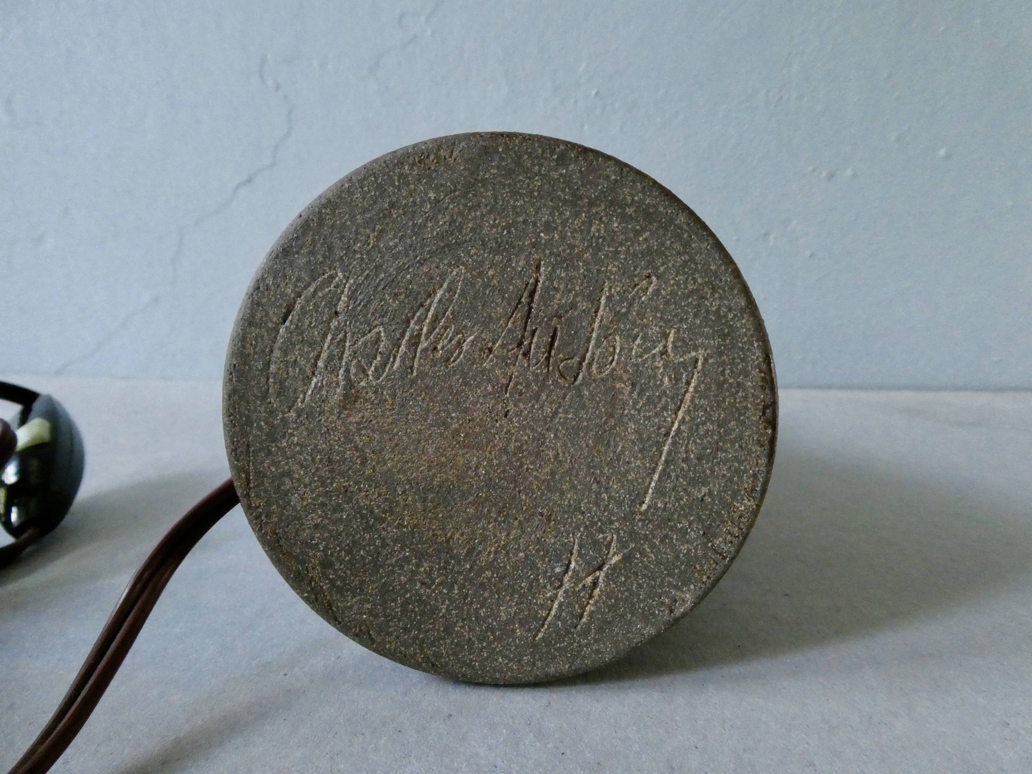 Sandstone lamp, signed, 60s