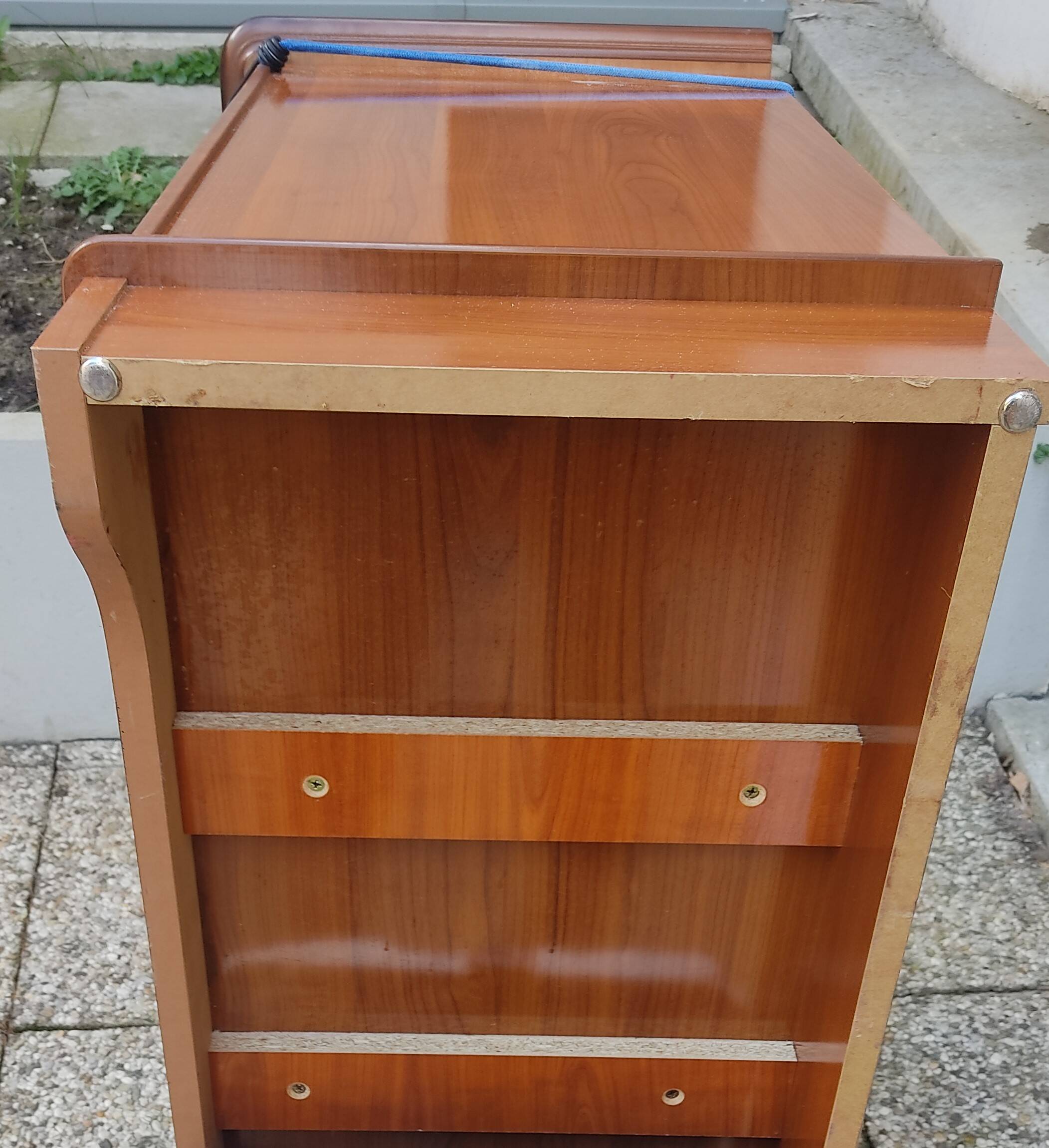 Small sideboard, TV unit, hifi in solid wood, walnut, Louis Philippe style