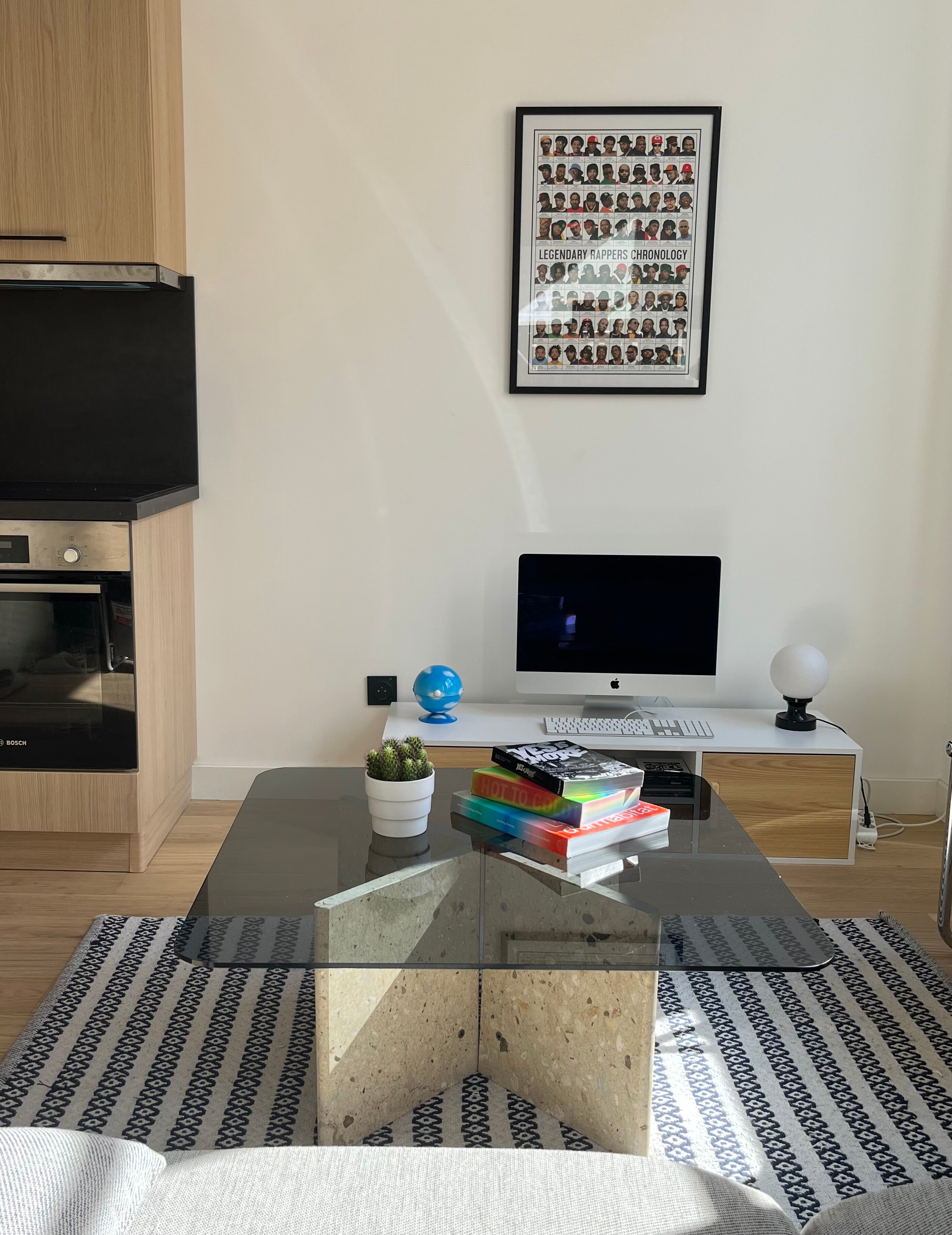 Vintage marble and smoked glass coffee table 70's