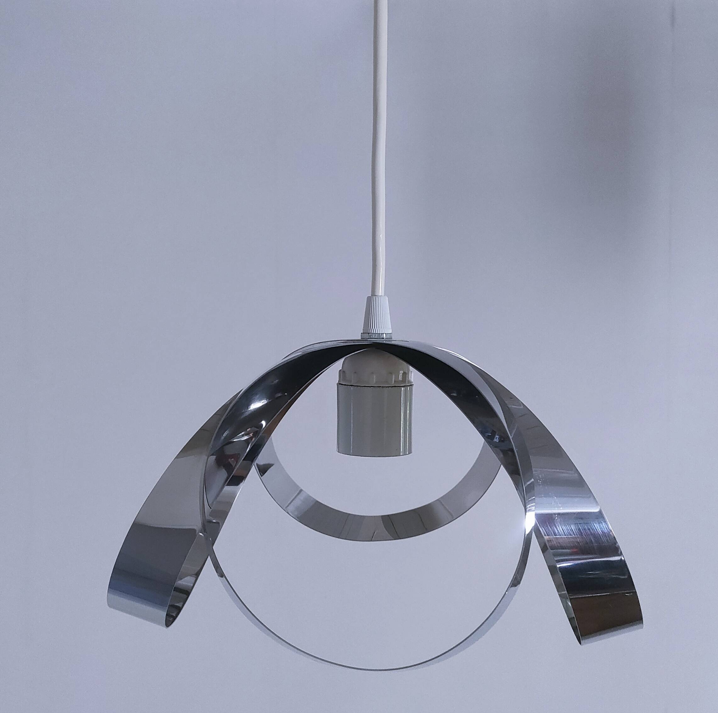 Suspension fleur inox années 70