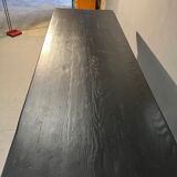 Oak farmhouse table, black top