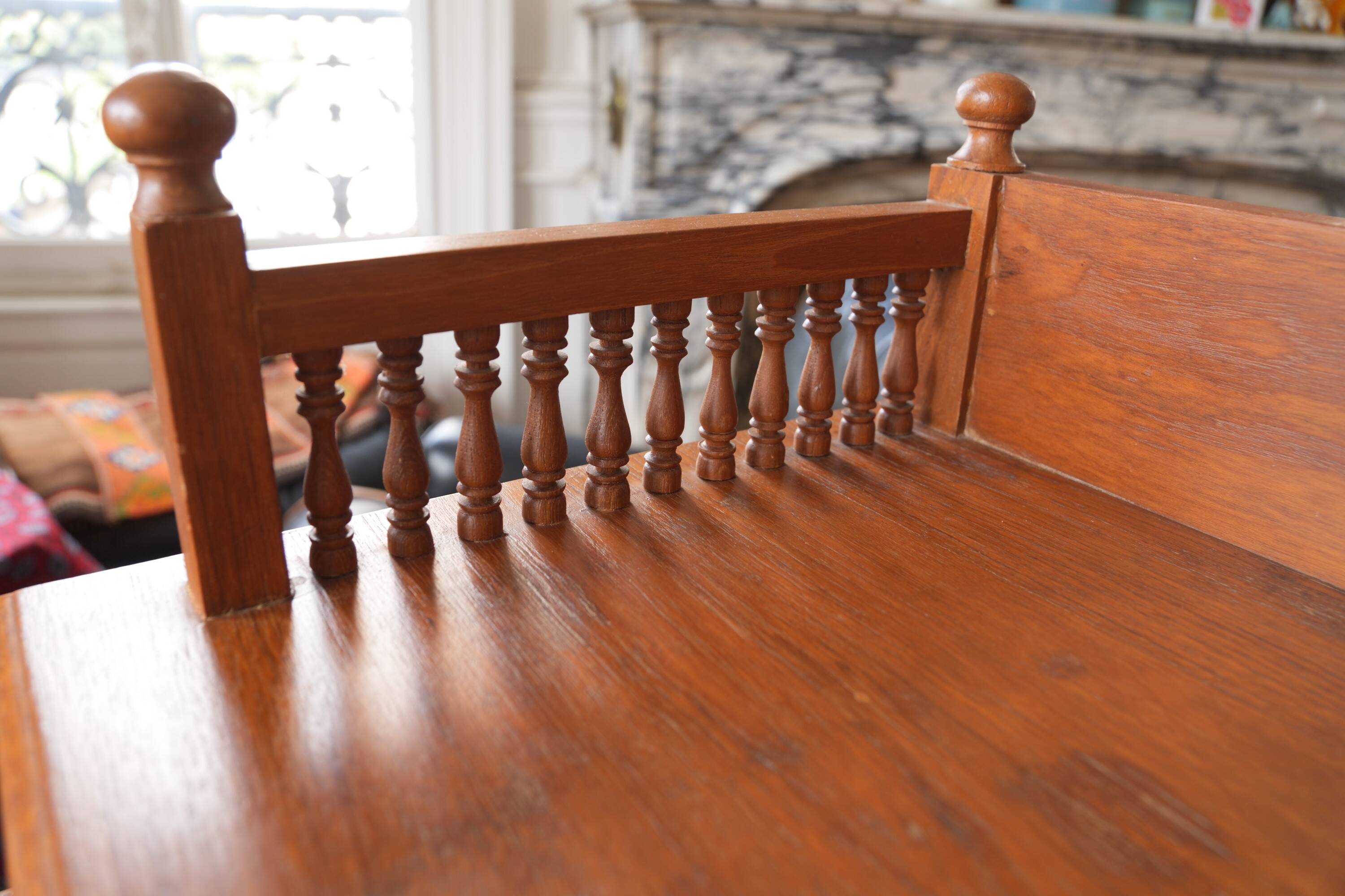 Vintage Vanity Desk, unique hand carved, Chiang Mai teak wood