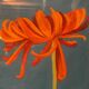 2 paintings of orange dahlias in antique wooden frames
