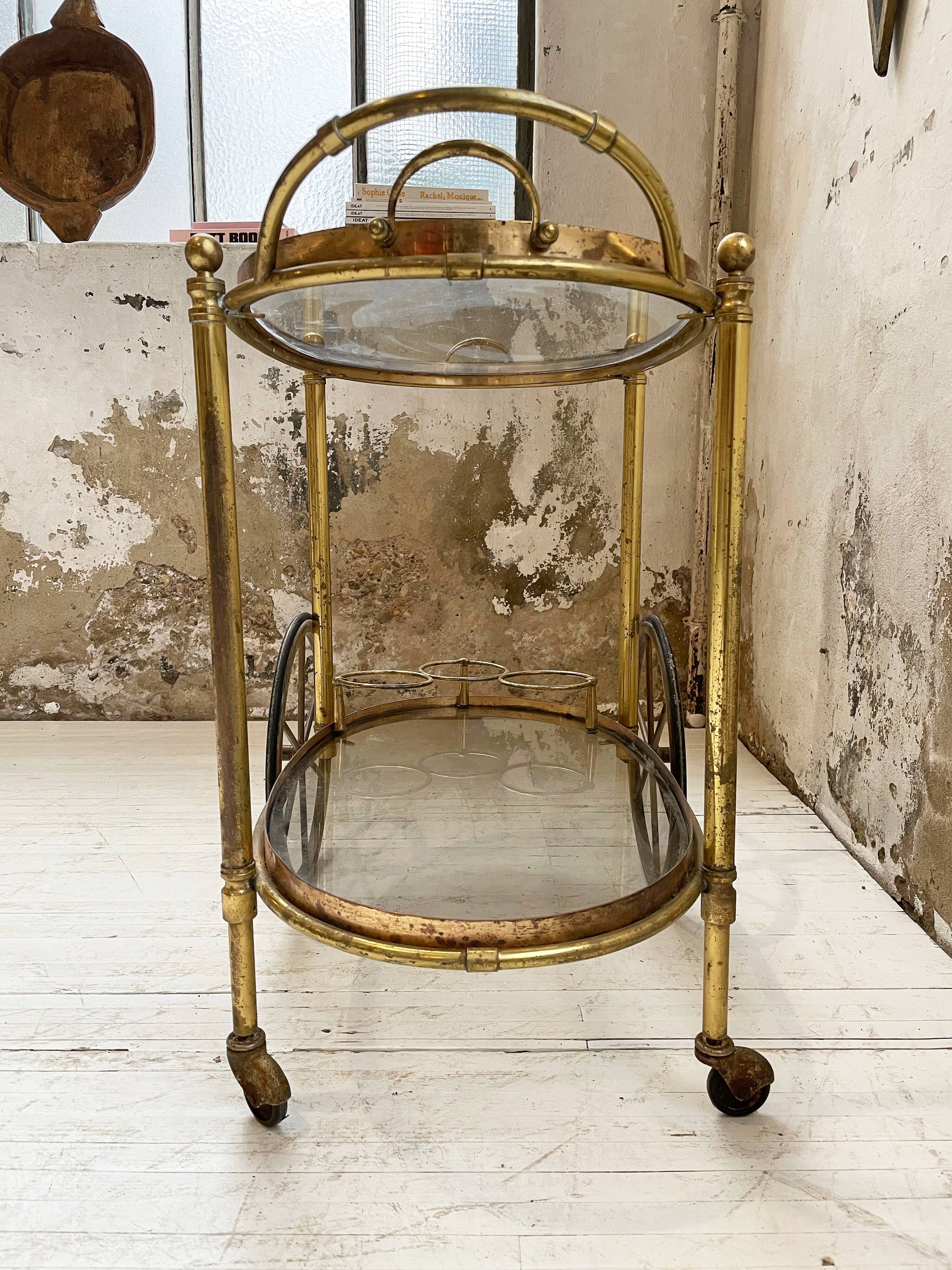 Cart serves brass bar