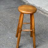 Tabouret haut de bar scandinave vintage en chêne 1960 de 65cm