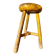 Tabouret en bois primitif sur trépied / hauteur 52 cm