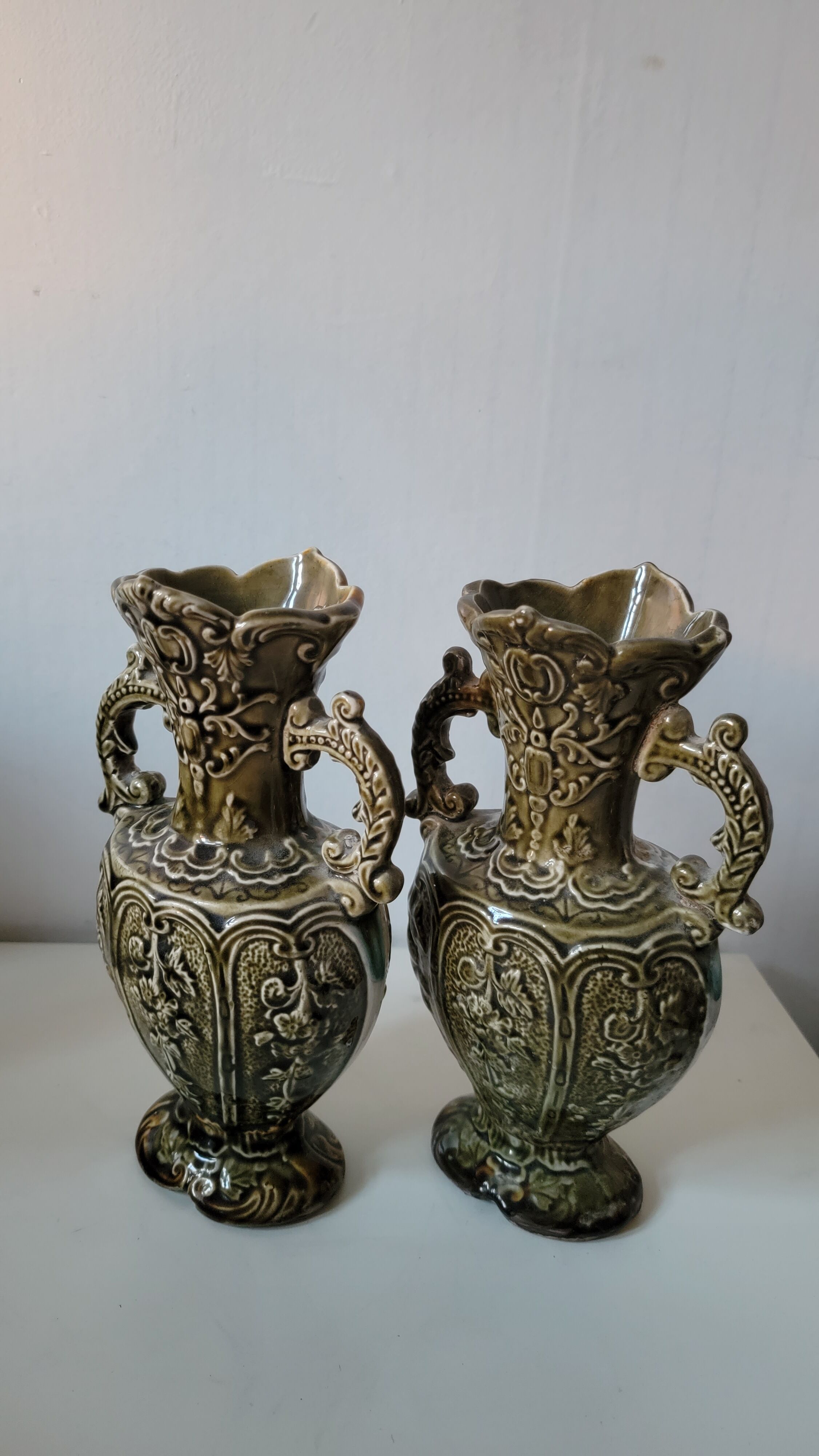 Duo of rococo vases
