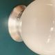 Old globe in opaline vintage wall or ceiling light diameter 20 cm and aluminum base