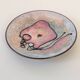 Enamelled copper bowl in pink and purple, abstract design from the 1960s.