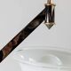 White Murano Glass Ceiling Lamp with Gold Metal Trim – 1980s Italian Vintage Triangular Chandelier