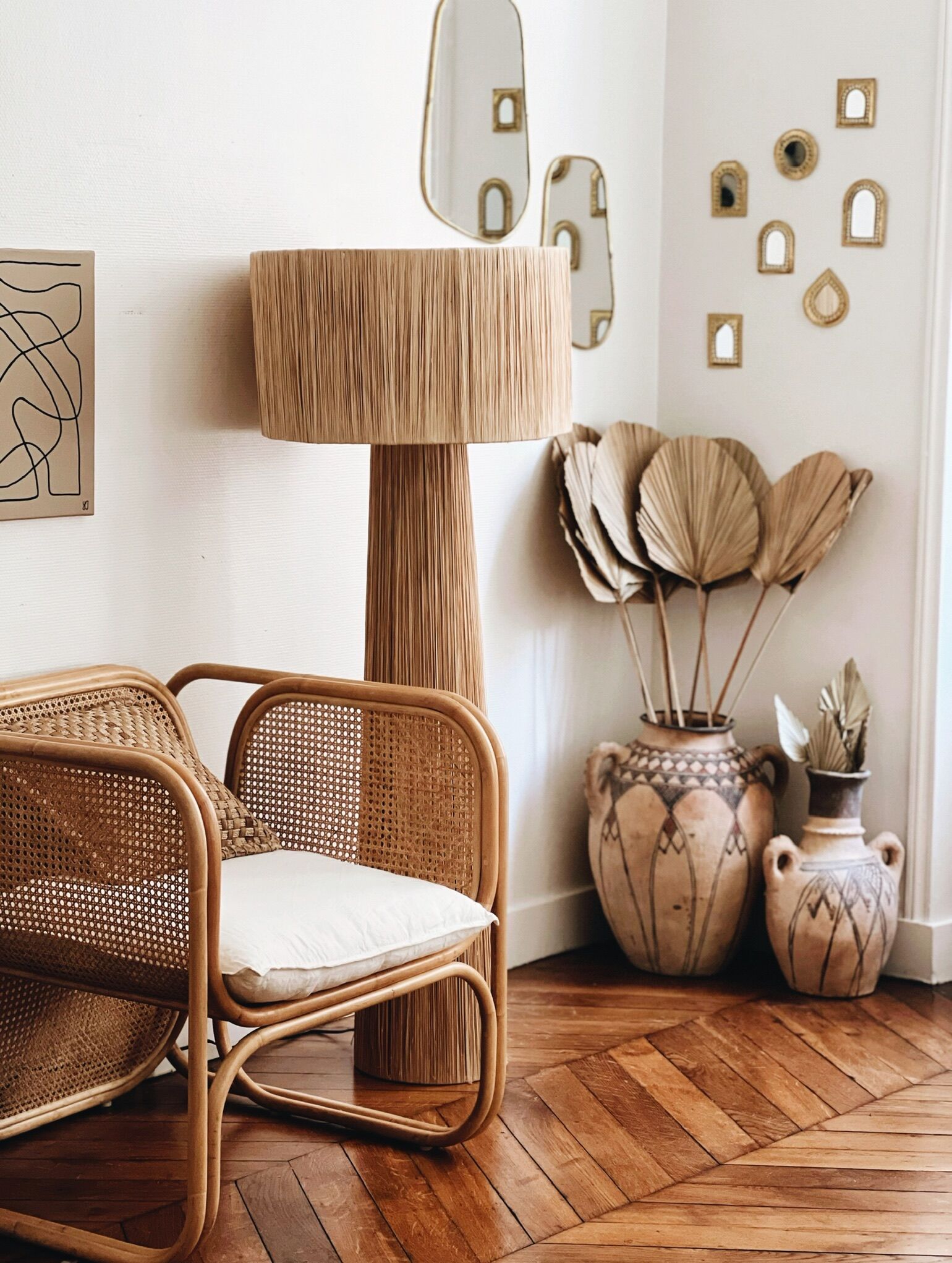 Minimalist bahia floor lamp raffia