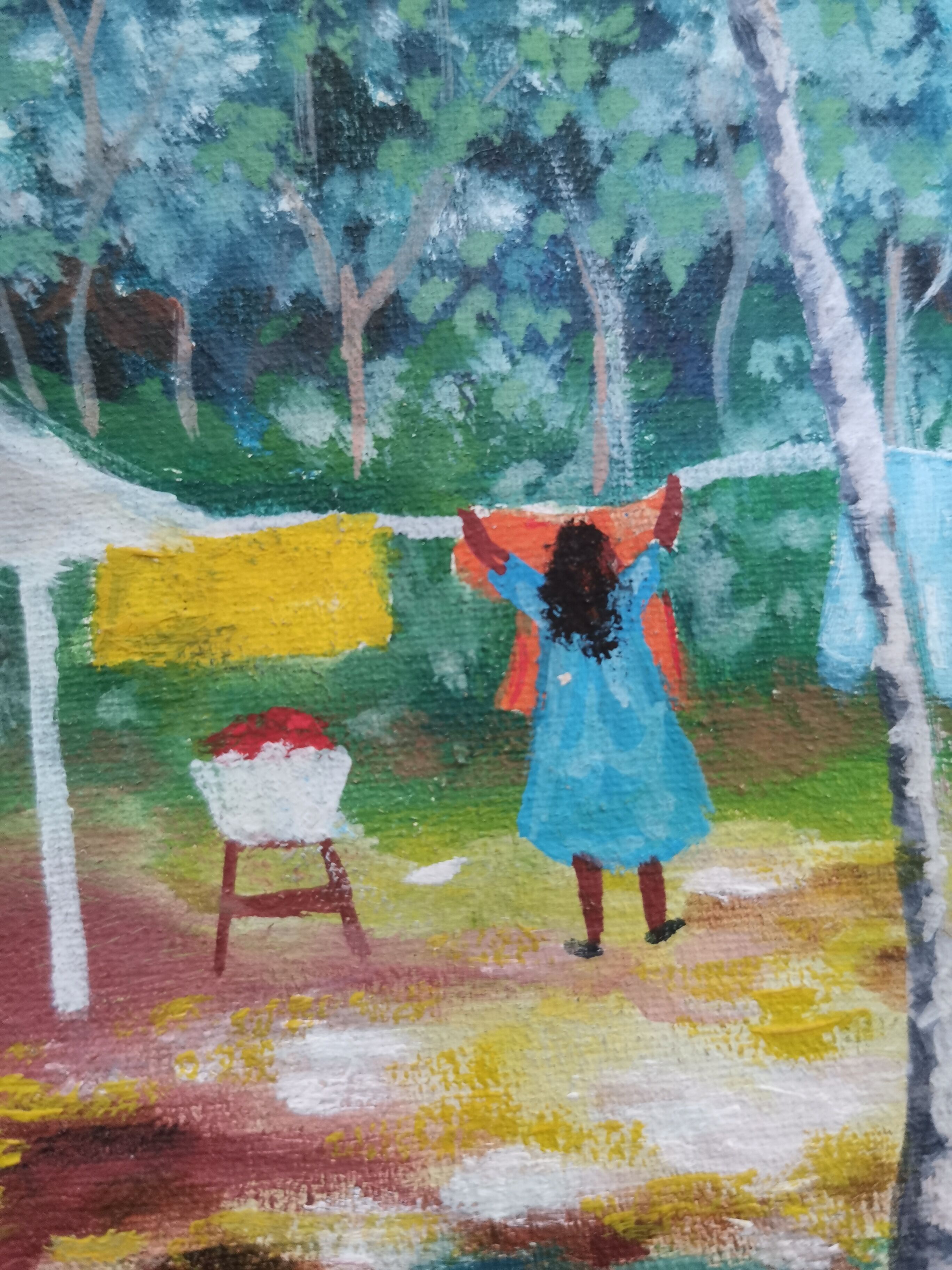 Painting on wood scene of cuba life