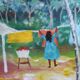 Peinture sur bois scene de vie cuba