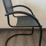 Vintage black sleigh armchair