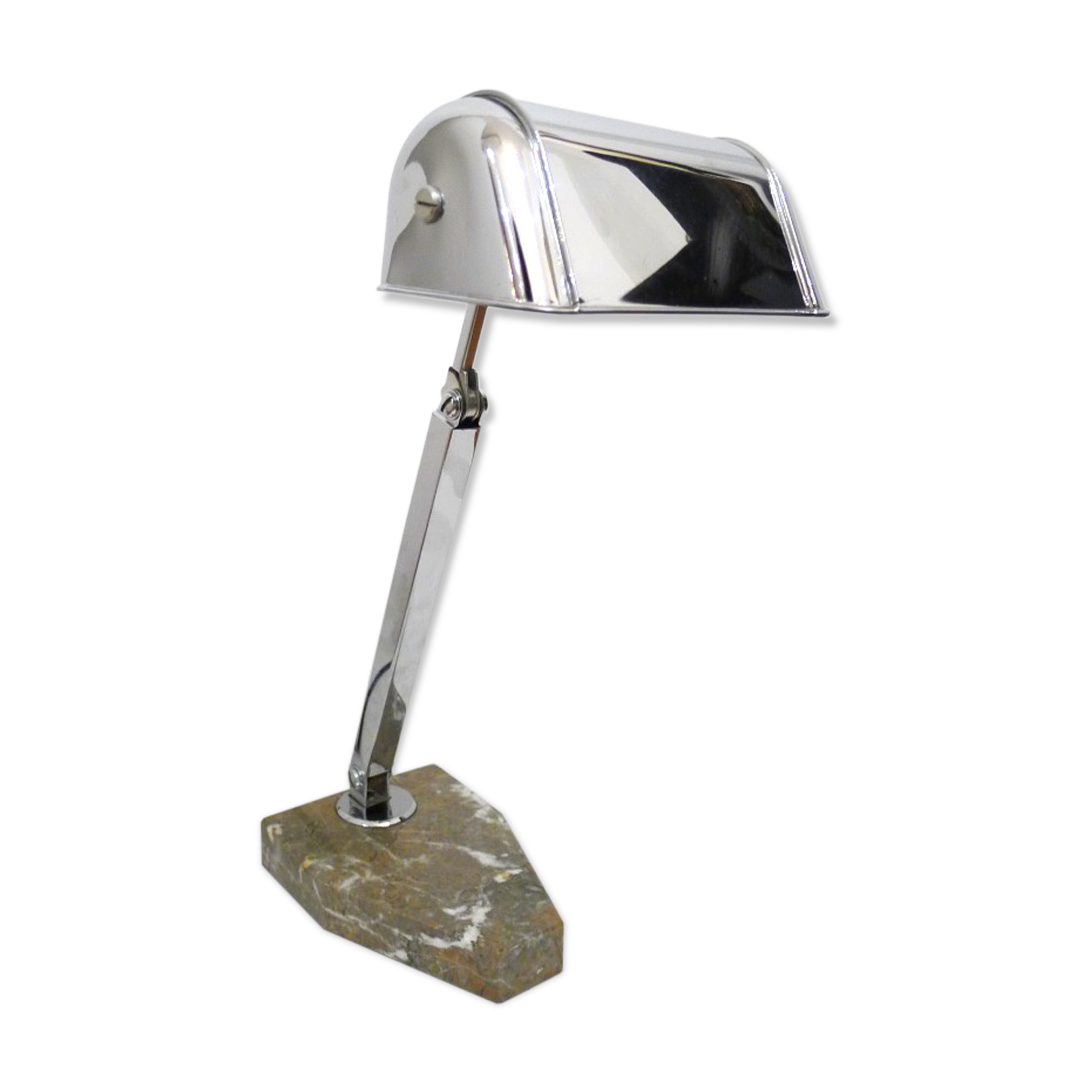 Lampe de bureau art déco métal chromé & socle marbre 1930s