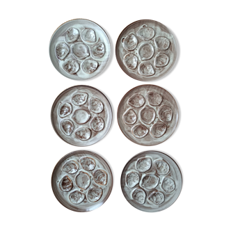 Handmade ceramic stoneware oyster set