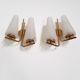 Pair of double appliques in shortbread glass and vintage brass 1960