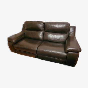 Polodivani - Canape leather brown electric relaxation 3 places
