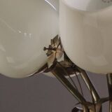 Five-branch brass and glass chandelier by Paavo Tynell for Idman OY Finland, 1940s.