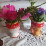 Set of 2 Sicilian vases ceramic heads of caltagirone