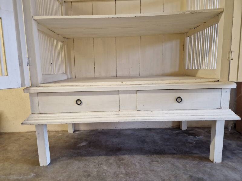 Large wardrobe, storage unit - White painted wood - Colonial, Indonesian