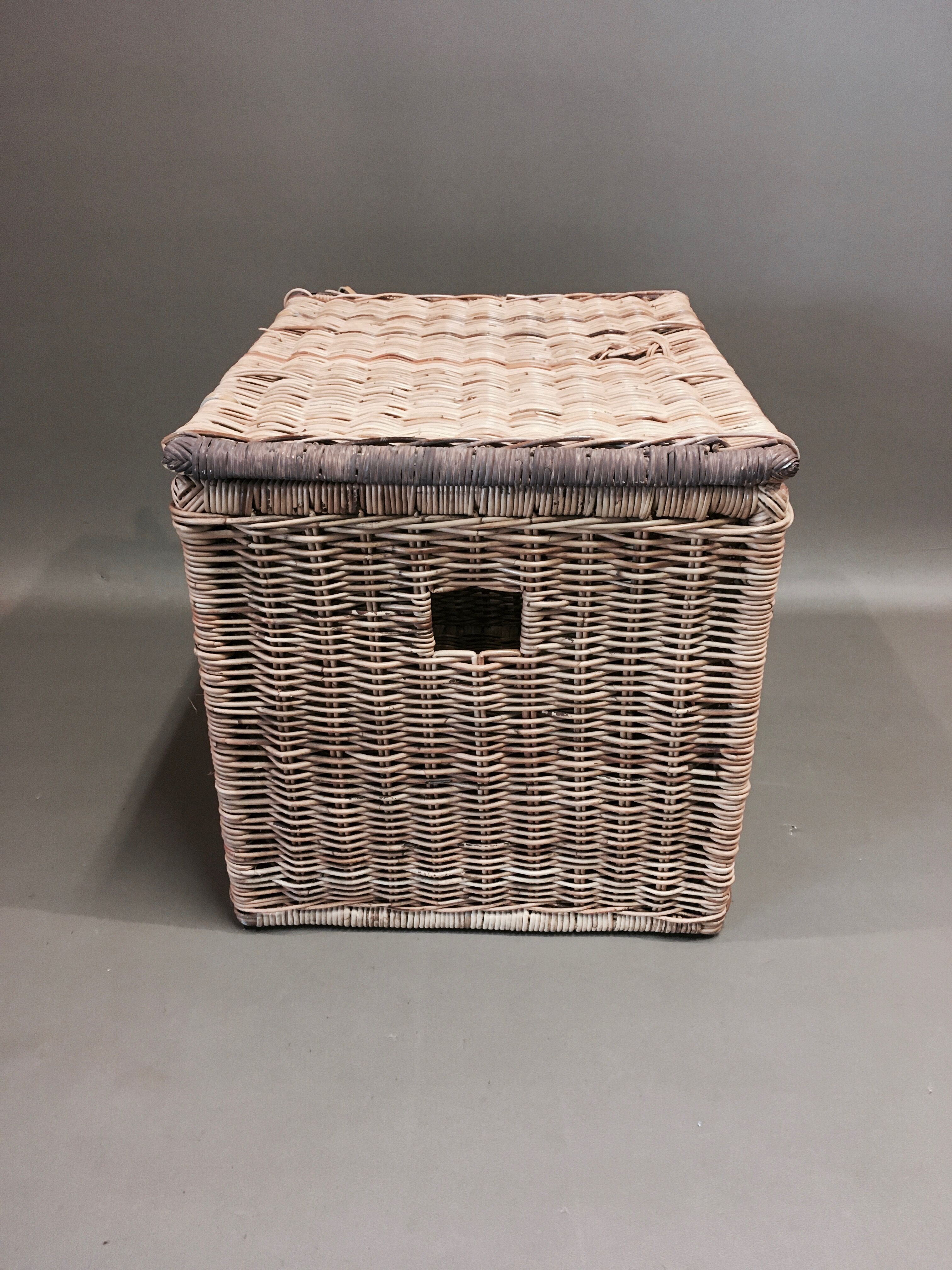 organic rattan and leather trunk