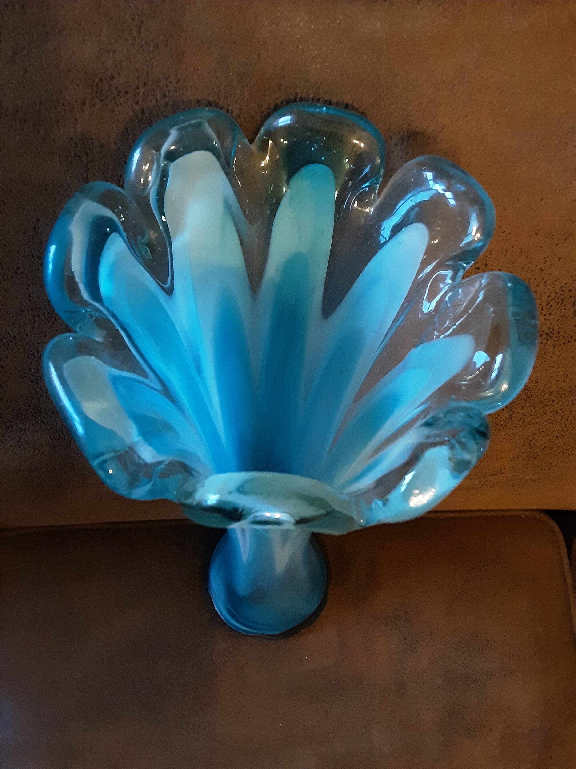 Large turquoise opaline crystal vase