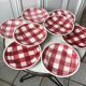 Set of 8 dessert plates fb badonviller pink gingham model 40s