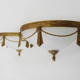 Large pair of half-moon wall lights in brass and glass maison zonca