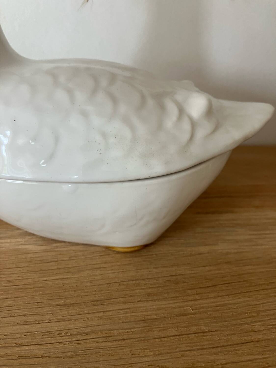Vintage-beautiful earthenware terrine-white goose