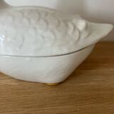 Vintage-beautiful earthenware terrine-white goose