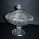 Large oval bonbonnière/dragee dish in molded crystal with diamond and pearl decoration, circa 1900
