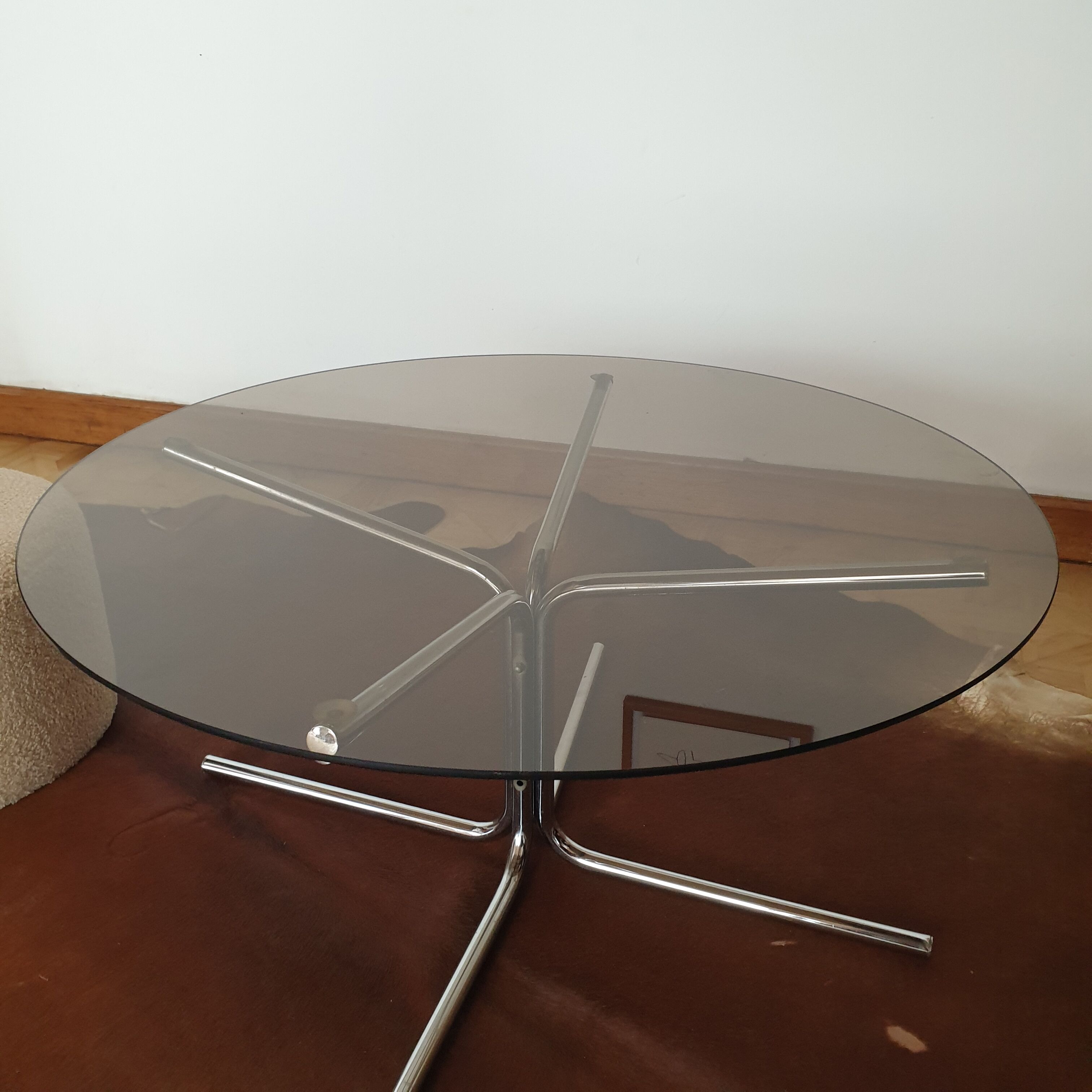 Vintage coffee table 60s / 70s smoked glass