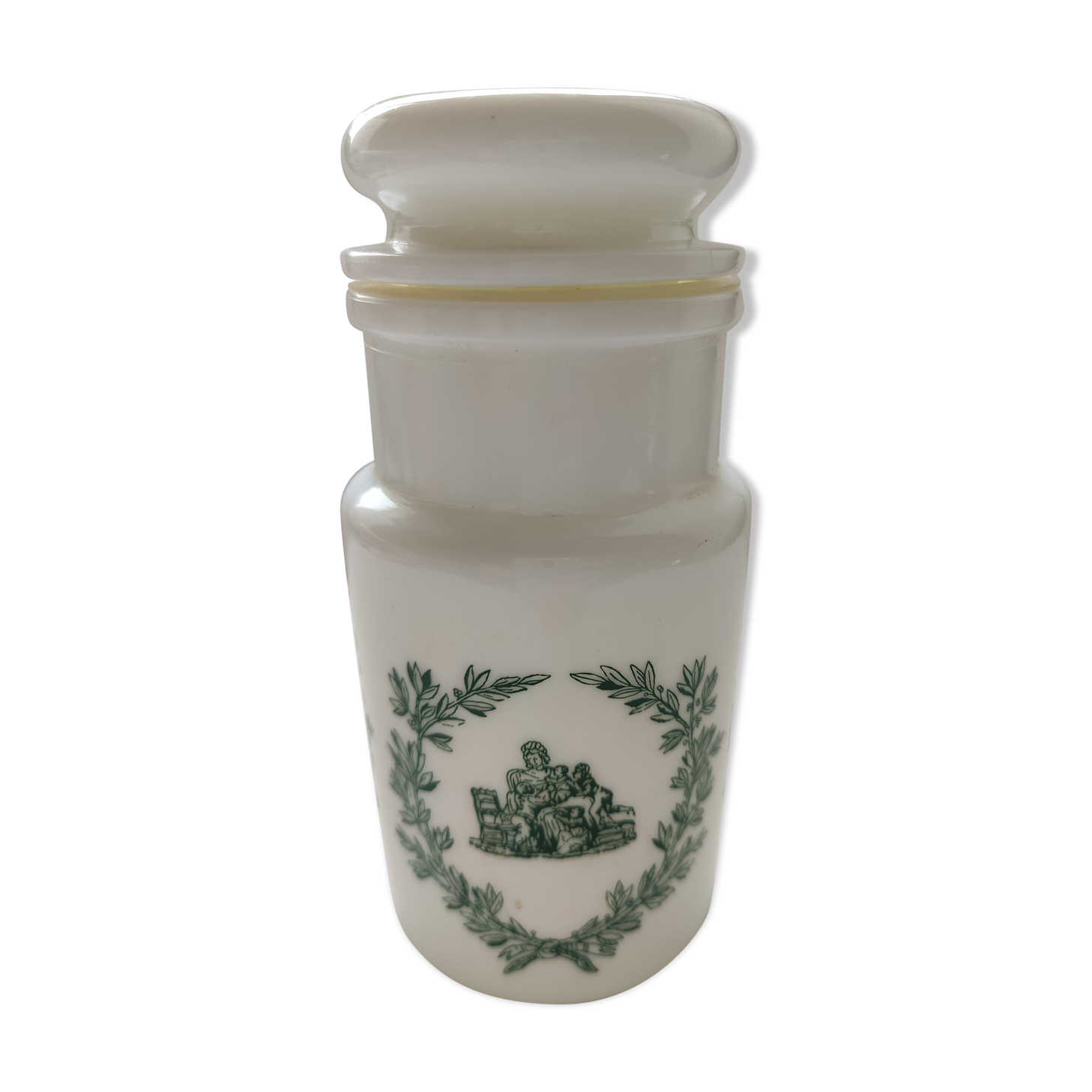 White opaline pharmacy apothecary jar