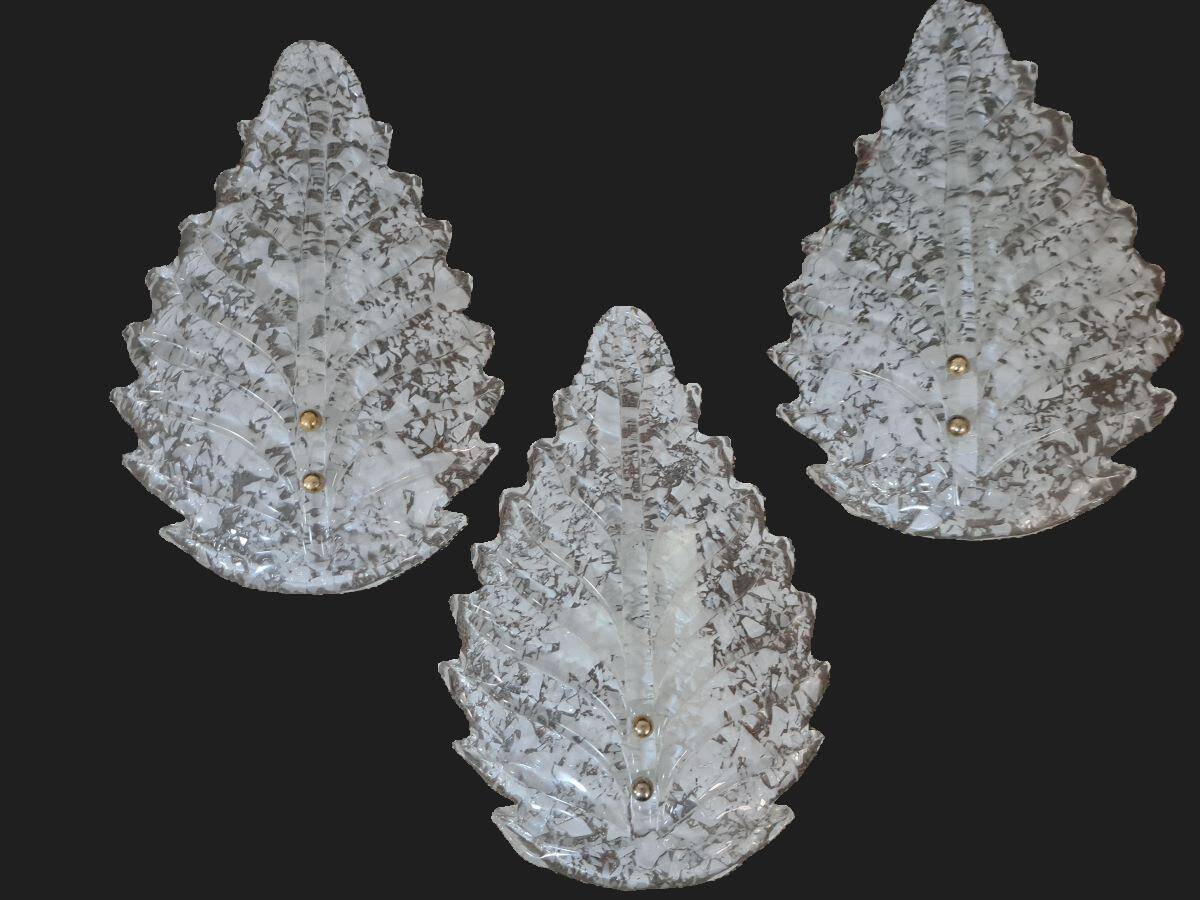 Lot de trois belles appliques en verre de Murano (Barovier Toso)