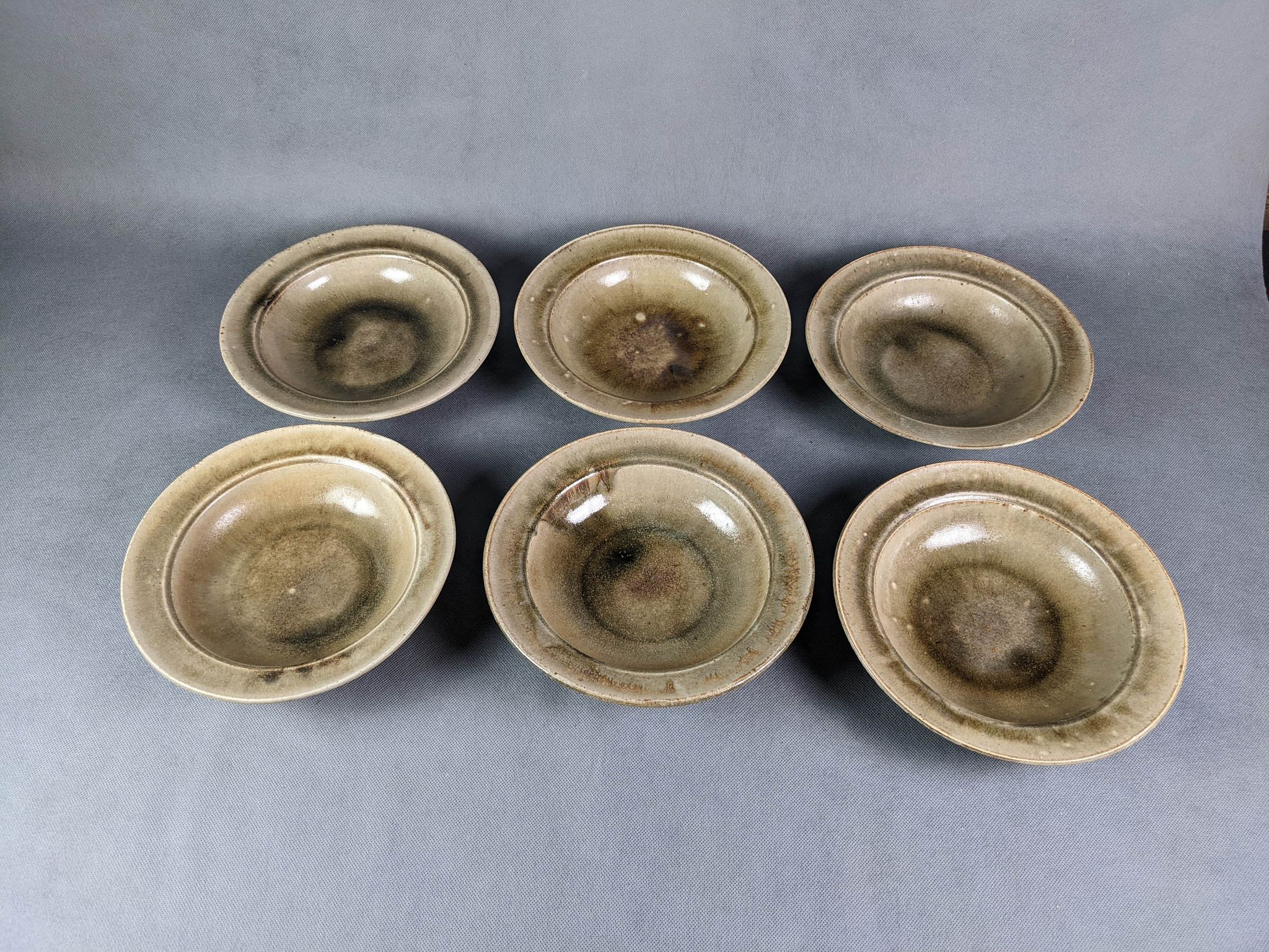Blanot stoneware, series of 6 hollow plate vintage