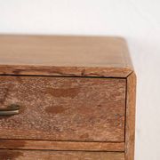 Small Japanese desk chest in oak and red pine, mid-Showa period, circa 1945–1970.