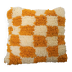 Coussin berbère à damiers orange et blanc